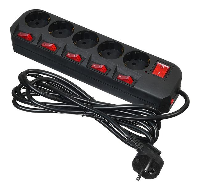 Сетевой фильтр Buro 500SH-3-SW-B 3м (5 розеток) черный (коробка) фото 1