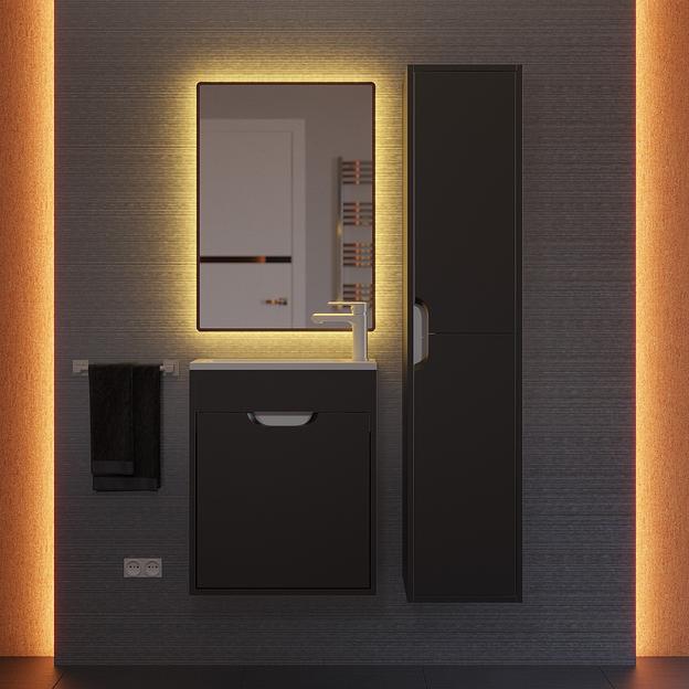 Тумба под раковину для ванной Uperwood Modul 50 см, подвесная, матовая, черная фото 5