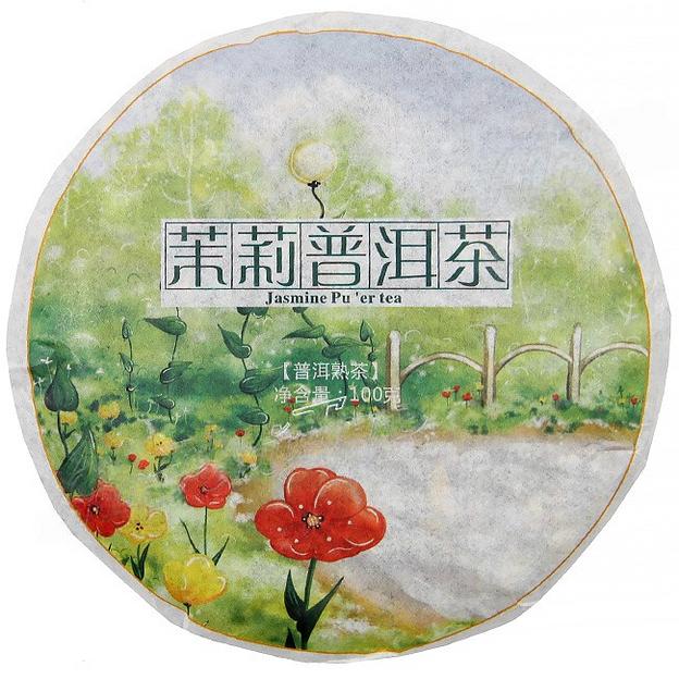 Шу Пуэр с жасмином «Моли Хуа», блин 100 г ОПТ фото 1