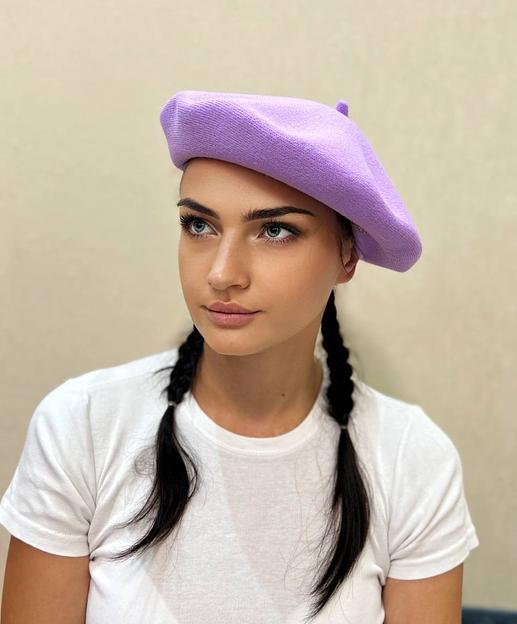 Берет женский демисезонный Фиолетовый ОПТ фото 2