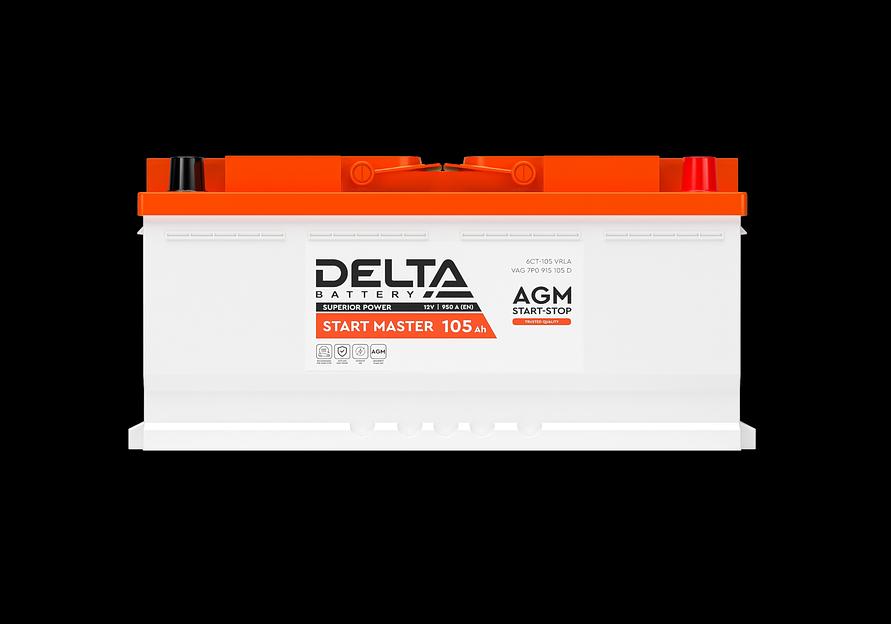 Аккумулятор Delta START MASTER 12105 AMG напряжение 12В,  емкость 105Ач, стартерный ток 950А, Полярность: Обратная (-   фото 2