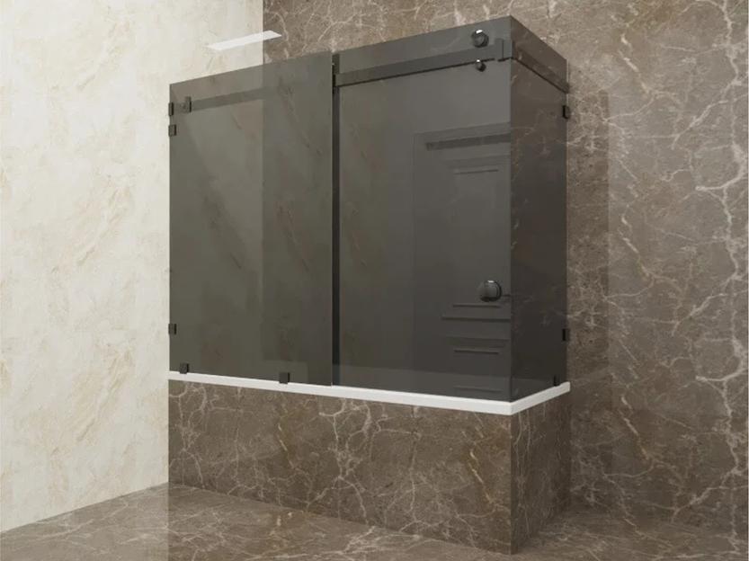 Душевое ограждение двустенное прямоугольное КазСтекло КС-170К тонированное графит фото 1