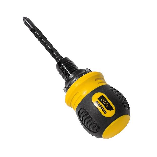 Двухсторонняя отвертка с трещеткой Deli DL626010 PH2+SL6x85мм, сталь CrV, длина: 95-140 мм, диаметр хвостовика 6,3мм. фото 1