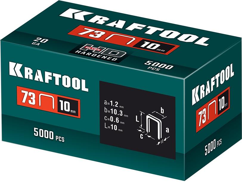 KRAFTOOL скобы тип 73, 10 мм, калибр 20GA. 5000 шт (31773-10) фото 3