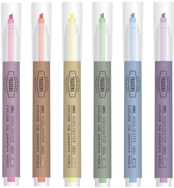 Набор текстовыделителей Deli EU624 1-3.5мм флуоросцентный 6цв. ассорти ПЭТ-бокс (6шт.) фото 1