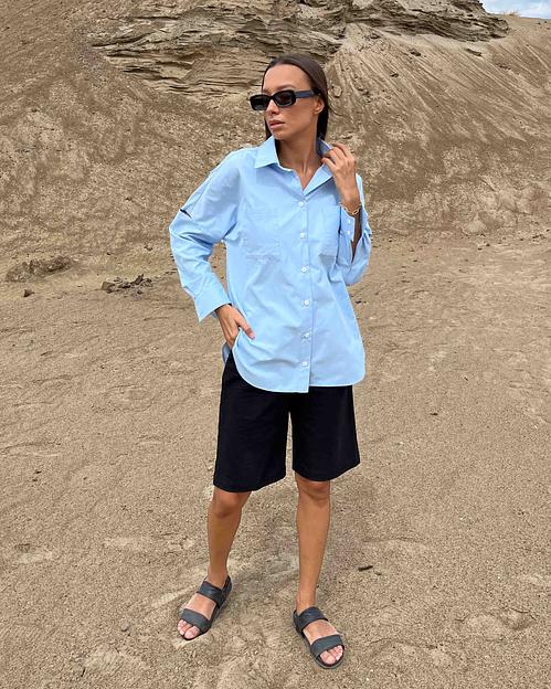 Рубашка оверсайз с разрезами на плечах опт фото 5