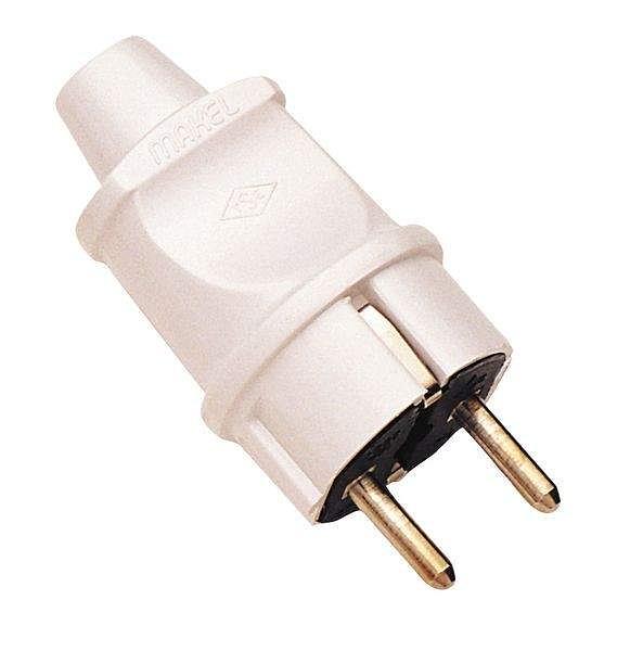 Вилка с заземлением белая фото 1