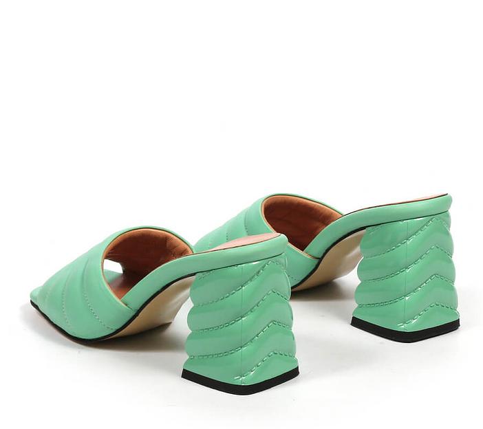 Сабо женские TAIS из натуральной кожи на каблуке, арт.101-n салатовый ОПТ фото 6