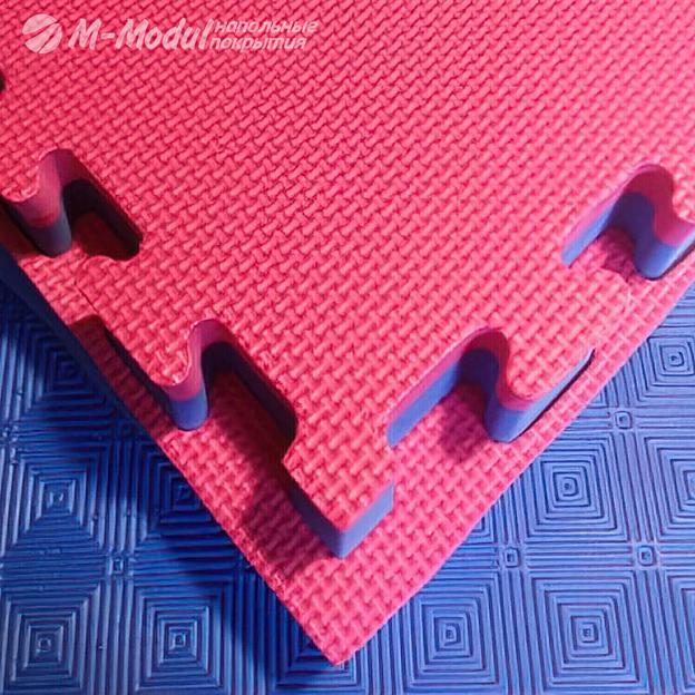 Будо-мат 100x100 см., толщина 4 см, тиснение  плетенка, Цвет Красно-синий, Толщина модуля 40 мм. фото 1