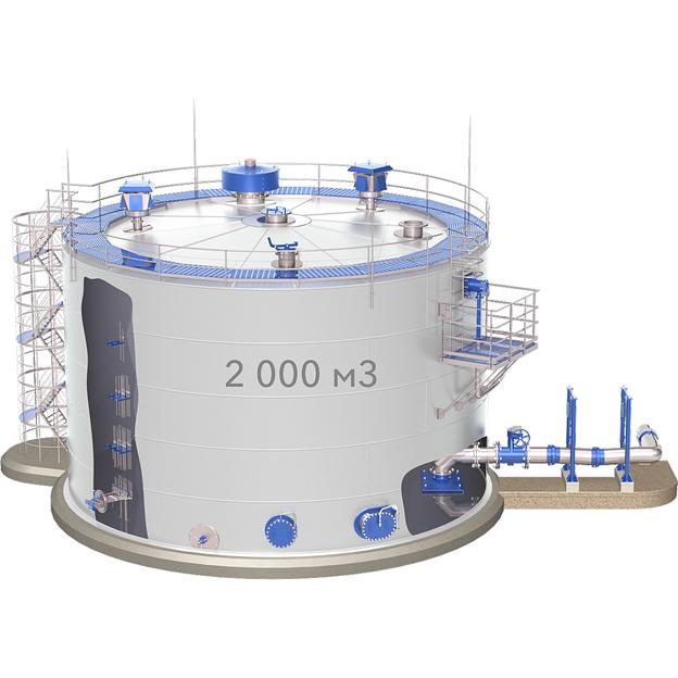 Резервуар вертикальный стальной РВС 2000 м³ со стационарной крышей фото 1