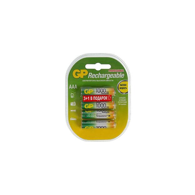 AAA Аккумуляторная батарейка GP 100AAAHC3/1, 4 шт. 1000мAч фото 1