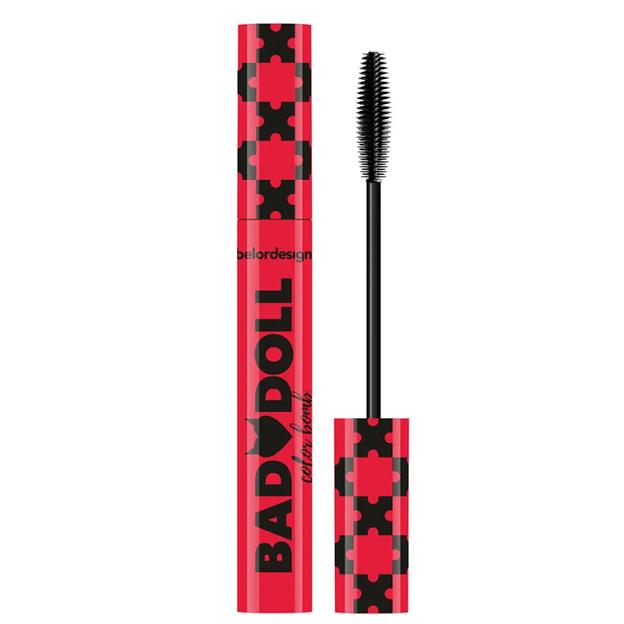Belor design тушь для ресниц bad doll цветная объемная, красная фото 1