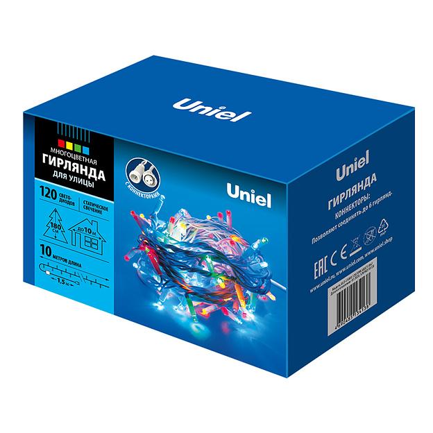 Гирлянда светодиодная со статическим свечением 10м Соединяемая 120 светодиодов Разноцветный свет Провод белый ULD-S1000-120/SWK MULTI IP67 фото 4