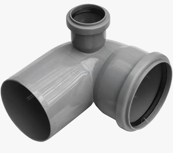 Отвод комбинированный канализационный с дополнительным входом слева 110х90/50 Ростурпласт фото 2