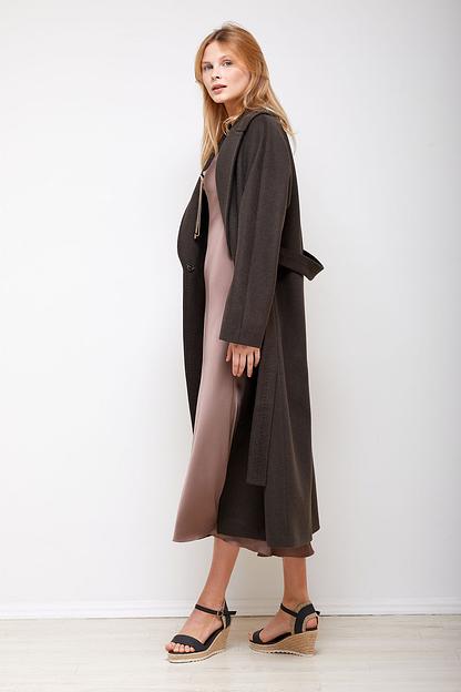 Женское демисезонное пальто деловое Mmoda мокка, арт.2202325-6 фото 1