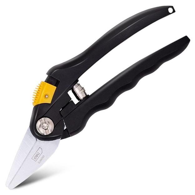 Секатор садовый Deli DL580101 длина 200мм, макс. диаметр резки 10мм, сталь 55С фото 1