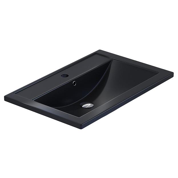Раковина кварцевая для ванной Uperwood Foster Quartz 70 см, черная матовая, уголь фото 4
