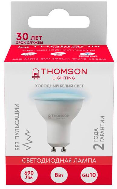 Лампа светодиодная Thomson TH-B2327 8Вт цок.:GU10 полусф. 220B 6500K св.свеч.бел.хол. MR16 (упак.:1шт) фото 2