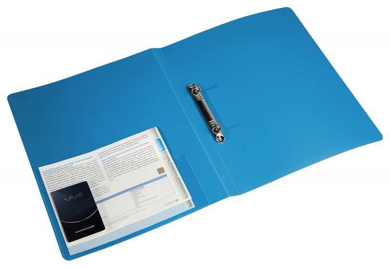 Папка на 2-х кольцах Бюрократ -0812/2RBLUE A4 пластик 0.8мм кор.40мм внутр. с вставкой синий фото 2