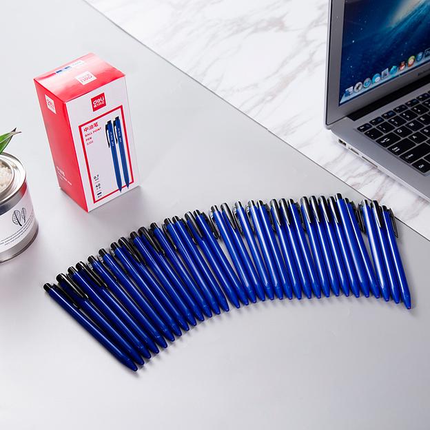 Ручка шариков. автоматическая Deli S310-BL синий син. черн. линия 0.7мм фото 5