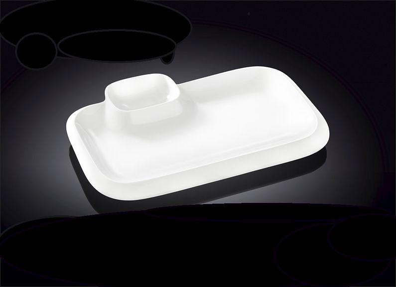 Блюдо для подачи прямоуг. 25,5*15 см. с соусником, утолщенный край Wilmax /6/36/ фото 1