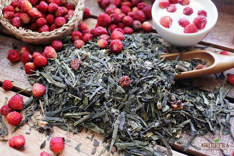 Зелёный чай CHEFTEA «Земляника со сливками» 150 г фото 2
