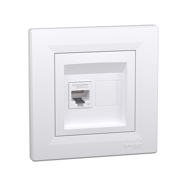 Розетка компьютерная SE EPH4700121 Asfora RJ45 кат. 6 в сборе белый EPH4700121 фото 1