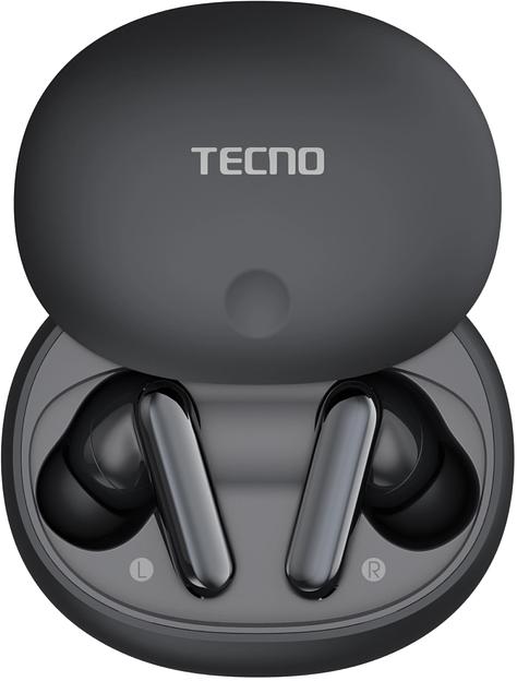 Наушники вкладыши Tecno TU01 черный беспроводные bluetooth (TU01 AIR ELEGANT BLACK) фото 1