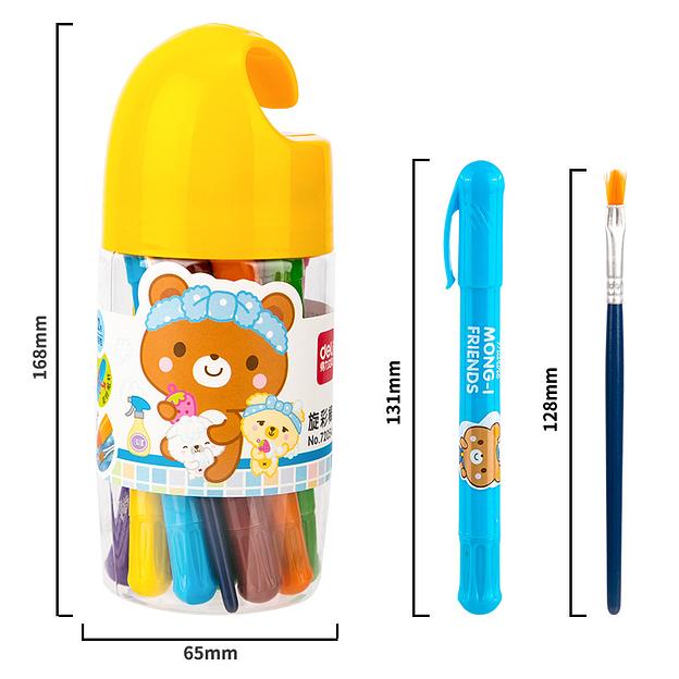 Масляная пастель Deli 72054 с поворотным механизмом 12цв. дл.130ммд.13мм пласт.туб. фото 3