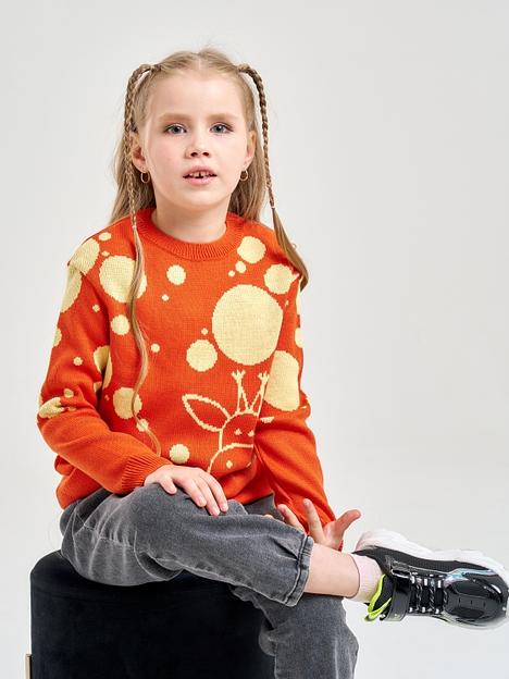 Джемпер «Жирафик» терракотовый, для девочек ОПТ фото 4