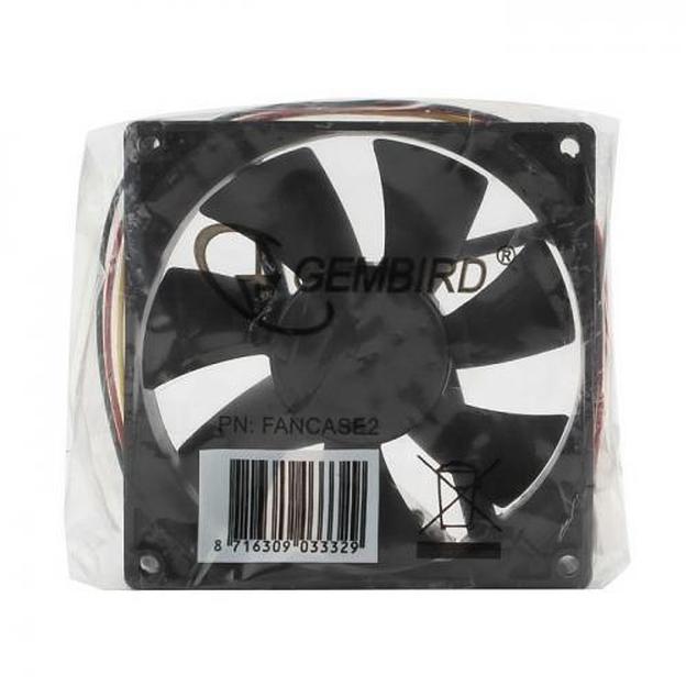 Вентилятор Gembird FANCASE2 92x92x25, втулка, 3 pin, провод 30 см {100} (033329) фото 3