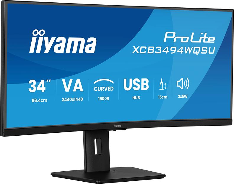 Монитор Iiyama 34" ProLite XCB3497WQSNPH-B1 черный VA LED 0.4ms 21:9 HDMI M/M матовая HAS 3000:1 350cd 178гр/178гр 3440x1440 120Hz DP UW USB 9.7кг фото 2
