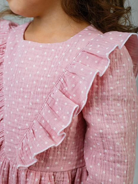 Платье MINI DI «Адель» горох на розовом, муслин, арт.290/2200 ОПТ фото 2