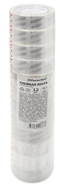 Клейкая лента канцелярская Silwerhof 481059 прозрачная шир.19мм дл.33м 35мкр полипропилен спайка фото 2