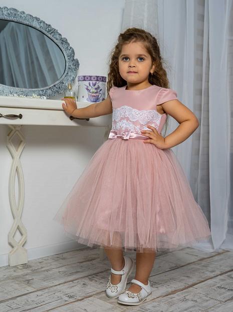 Платье для девочки Энди нарядное, пудра, 22-208_2, опт фото 1