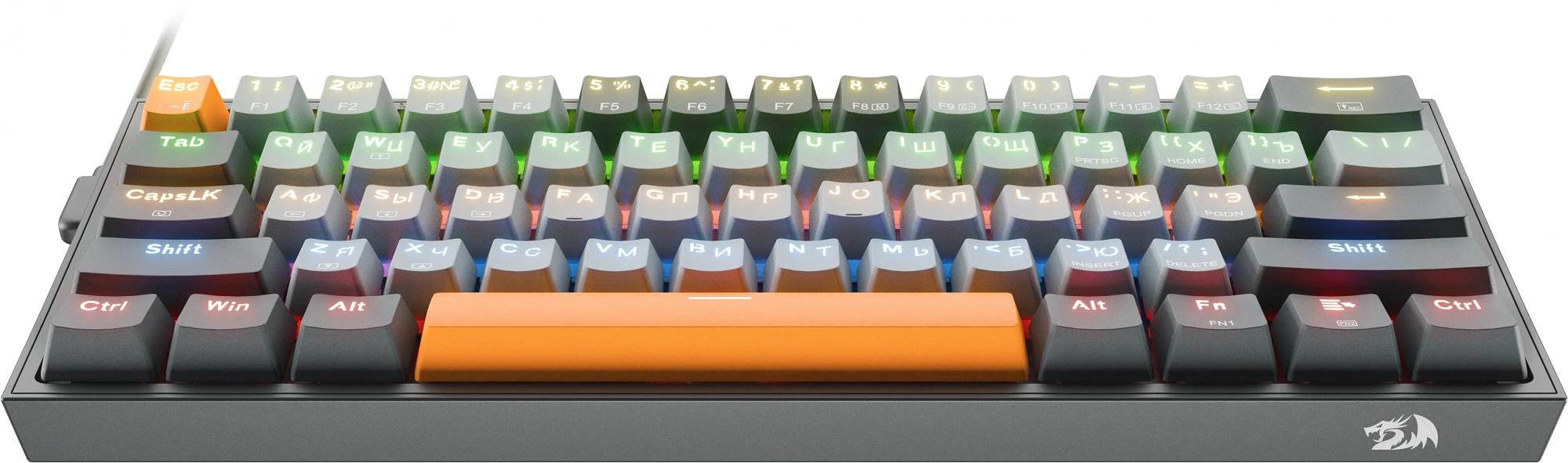 Клавиатура REDRAGON (72600) Fizz RU,Rainbow,melt-gold свитчи фото 2
