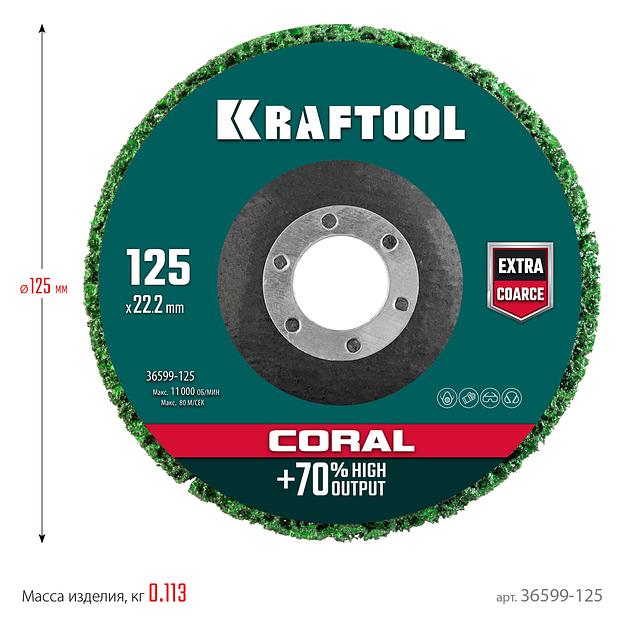 KRAFTOOL 125 х 22.2 мм, диск полимерно-шлифовальный коралловый зачистной (36599-125) фото 5