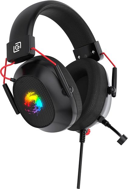 Наушники с микрофоном Оклик HS-L305G черный/красный 2м мониторные оголовье (2060511) фото 5