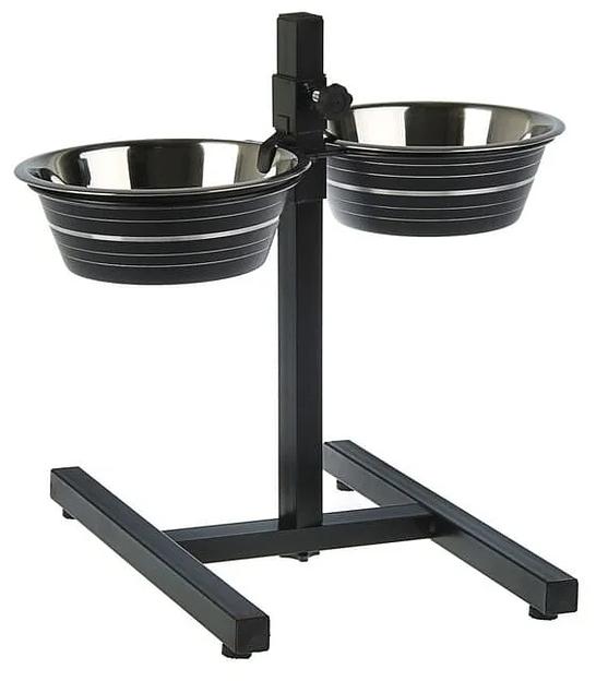 Подставка с мисками универсальная «Double Diner» 2×1,75 л, чёрный ОПТ фото 1