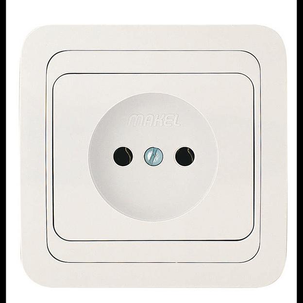 Розетка 1-м СП Mimoza 16А IP20 без заземл. керамика бел./бел. Makel 12002 фото 1
