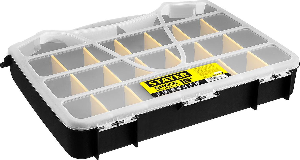 STAYER SPACE-18, 455 х 355 х 70 мм, (18″), пластиковый органайзер с 21 ячейкой (38038-18) фото 4
