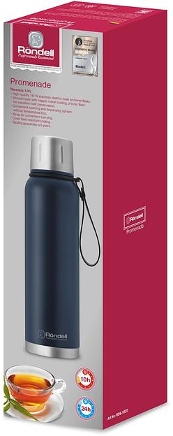 Термос для напитков Rondell Promenade RDS-1820 1л. синий картонная коробка фото 6