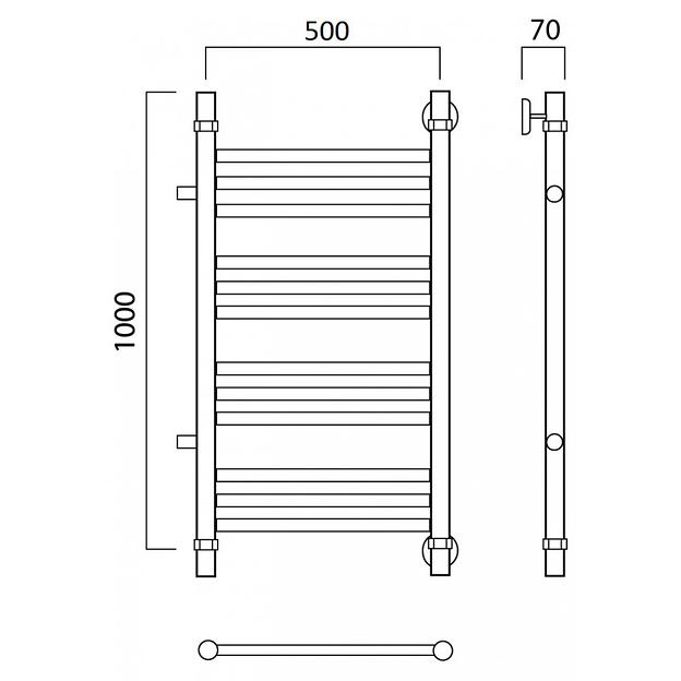 Полотенцесушитель водяной Роснерж Прямая L107011 100x50 с боковым подключением 800 групповой фото 2