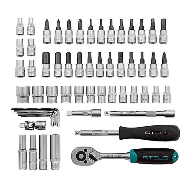 Набор инструментов, 1/4, CrV, пластиковый кейс 57 предметов фото 3