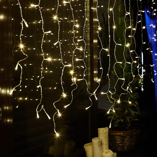 Занавес светодиодный 3х2м 384 светодиода Теплый белый свет Провод прозрачный ULD-C3020-384/DTA/RC WARM WHITE IP44 Пульт ДУ (в/к) фото 4