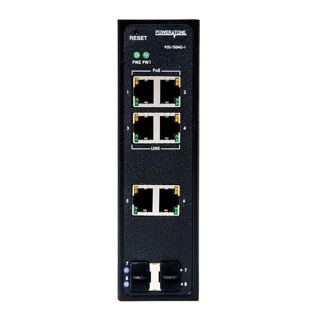 Неуправляемый промышленный 4 портовый PoE коммутатор POWERTONE PUS-TS04G-i фото 2