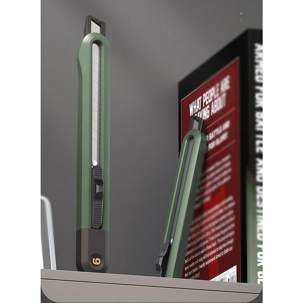 Нож Deli Набор технических ножей "Home Series Green" Deli HT4003L (ножи 9мм+18мм+Т-образный), эксклюзивный дизайн, корпус из высококачественного софттач пластика фото 7