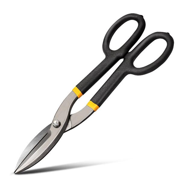 Режущий инструмент (пилы, ножовки, ножи, ножницы) Deli Ножницы по металлу прямые Deli DL25912 310мм, для резки холоднокатаного листа толщиной до 0,9мм и листа из нержавеющей стали толщиной до 0,6 мм фото 1