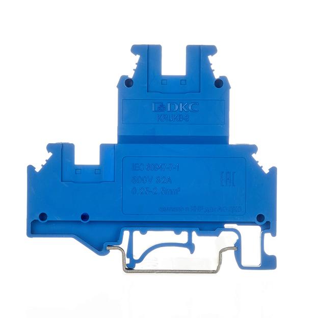 Клемма двухуровневая, винтовой зажим, 4 точки подключения, 2.5 кв.мм, синяя фото 2