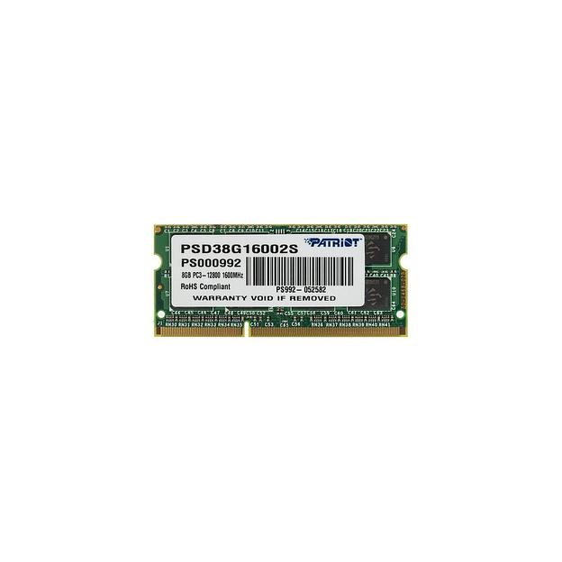 Оперативная память Patriot PSD38G16002S DDR3 - 1x 8ГБ 1600МГц, для ноутбуков (SO-DIMM), Ret фото 1